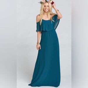 Show Me Your Mumu Caitlyn Ruffle Maxi in Deep Jade
